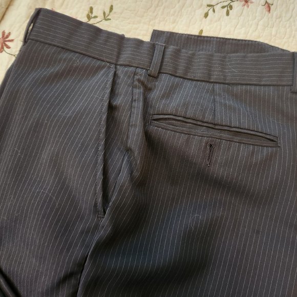 MEN'S PERRY ELLIS PORTFOLIO BLACK PINE STRIPPED PANTS SIZE 36 S - Picture 2 of 9